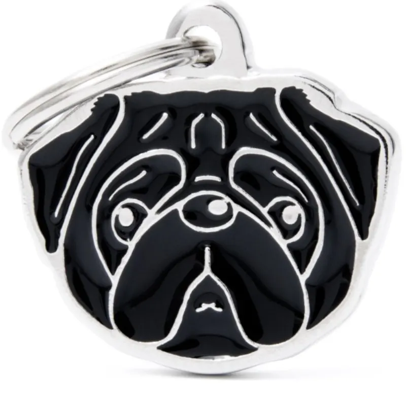 Medalha de Identificação My Family Pug Preto