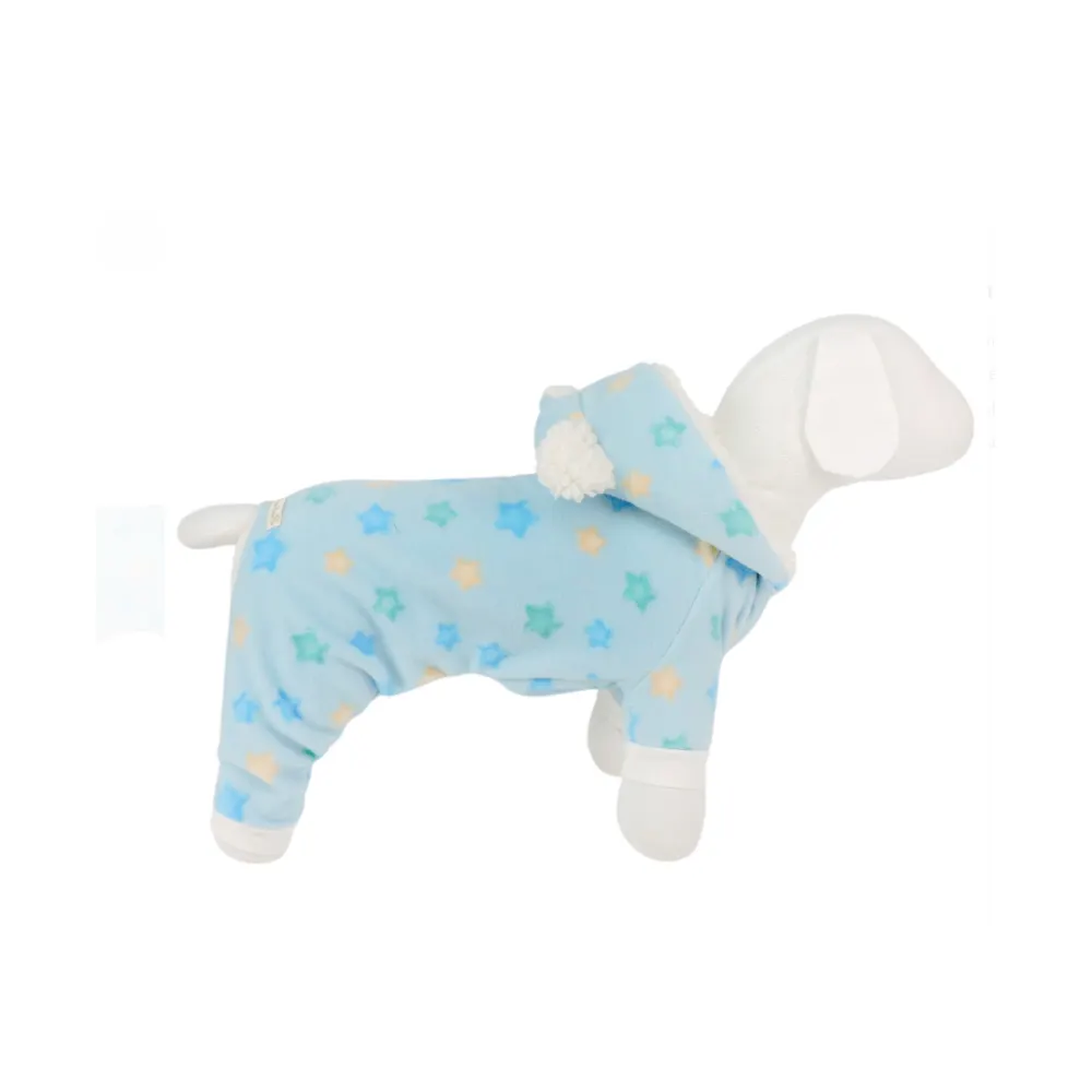 Macacão Soft Capuz Estrela Azul para cães - Tamanho P