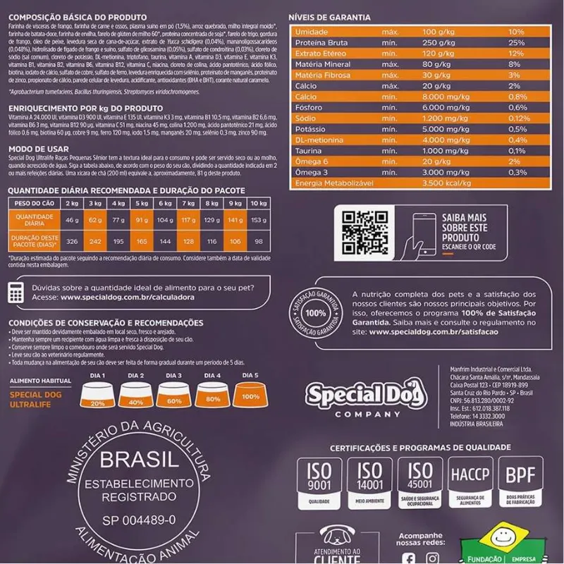 Ração Special Dog Ultralife Sênior Cães de Raças Pequenas