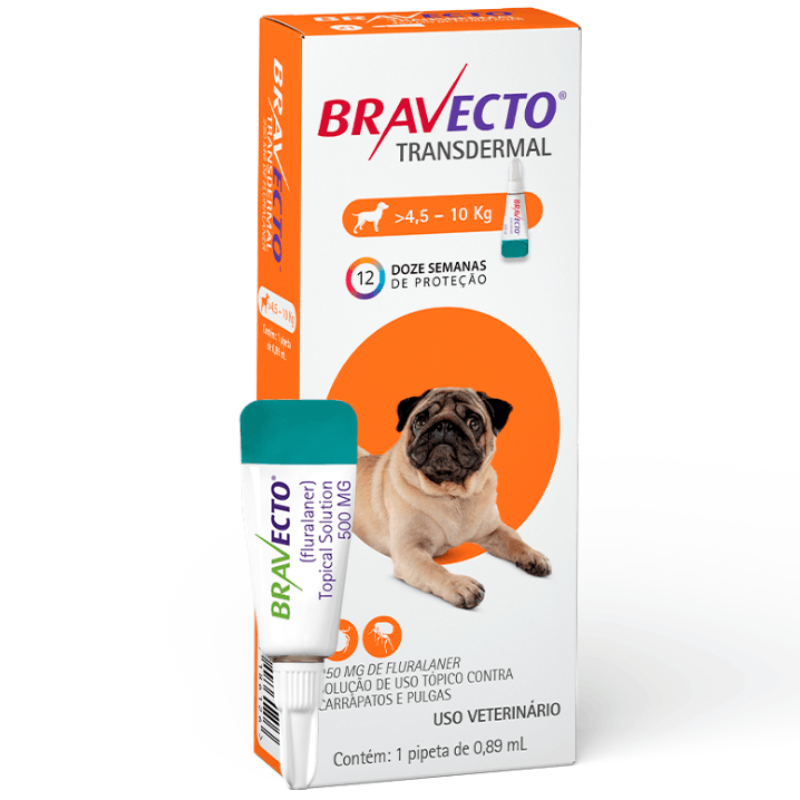 Bravecto Transdermal para Cães de 4,5 até 10 Kg  250 mg