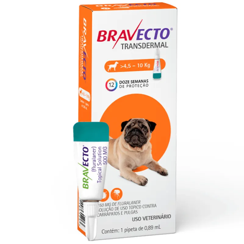 Bravecto Transdermal para Cães de 4,5 até 10 Kg  250 mg