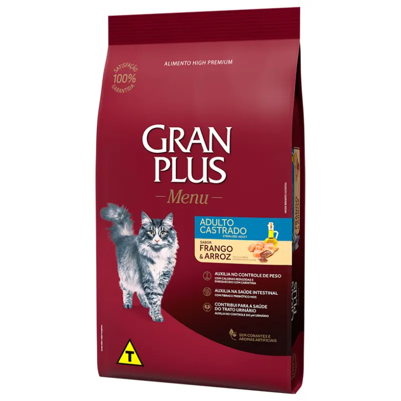 Ração GranPlus Gato Menu Adulto Castrado Frango e Arroz