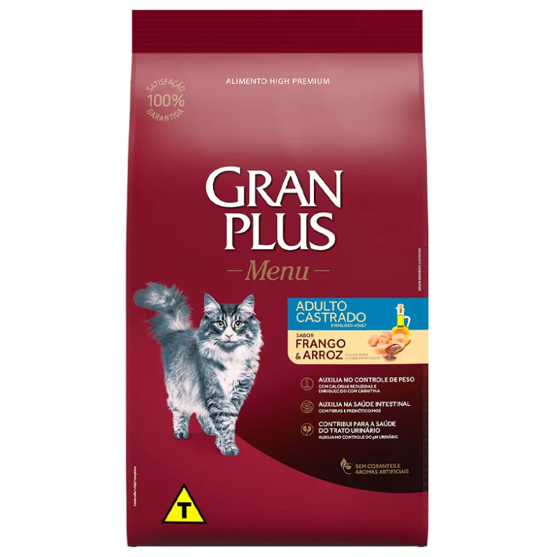 Ração GranPlus Gato Menu Adulto Castrado Frango e Arroz
