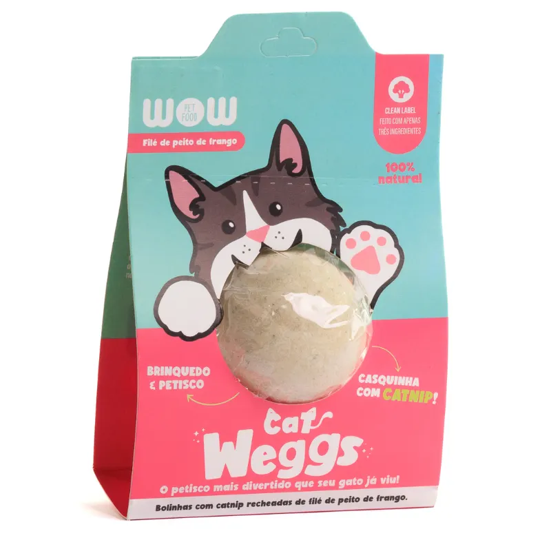 Petisco Wow Weggs Sabor Frango com Catnip para Gatos 1 un