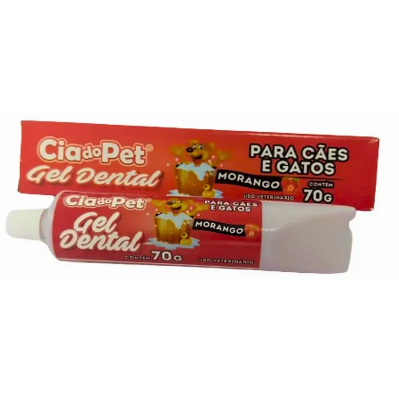 Gel Dental Sabor Morango 70 g Cia do Pet