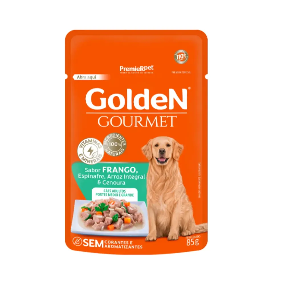 Ração Úmida Golden Gourmet Cães Adultos Porte Médio e Grande 85g