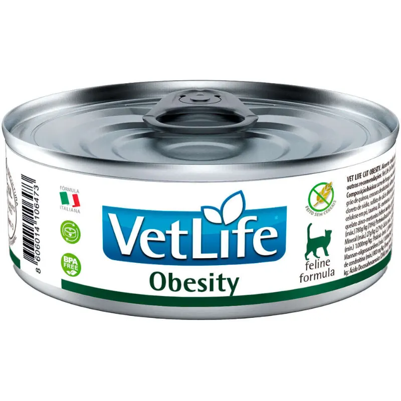 Ração Úmida Vet Life Obesity para Gatos Adultos 85 g
