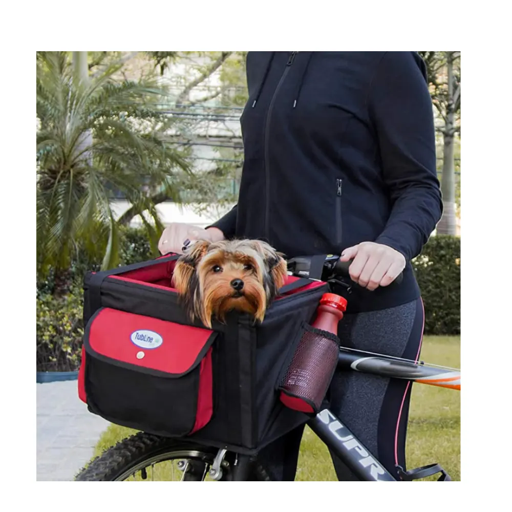 Assento Transbike Azul e Cinza Tubline para Cães e Gatos ? Bicicleta