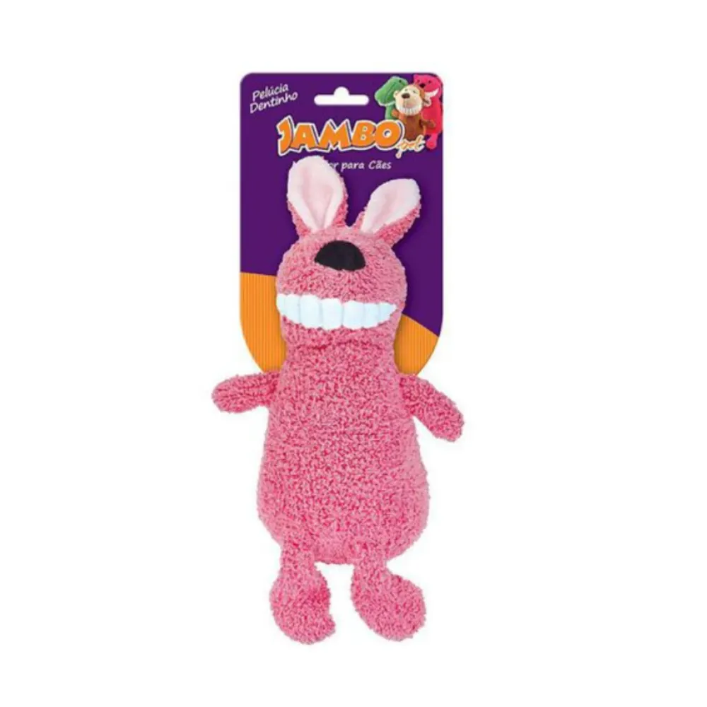 Brinquedo Mordedor Pelúcia Para Pet Dentinho Coelho