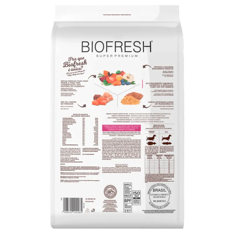 Ração Biofresh Cão Adulto Light Pequena e mini Mix Carne