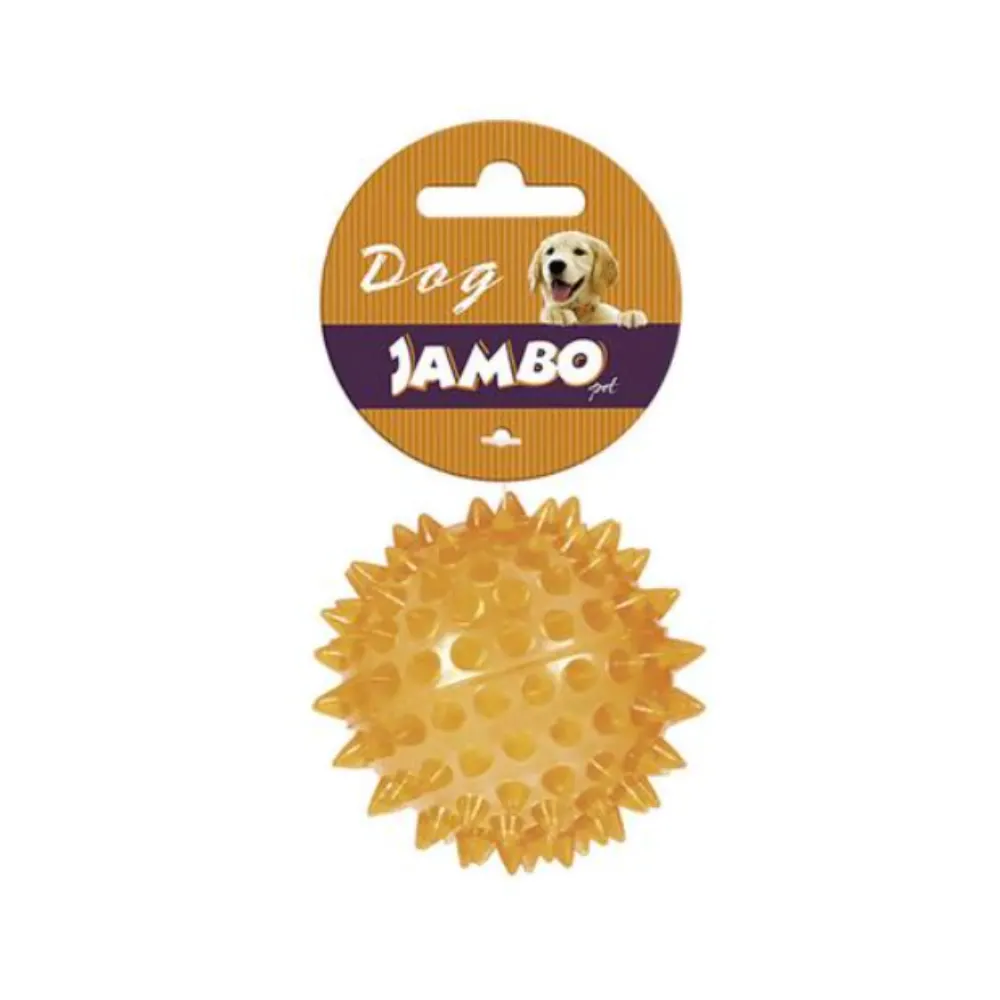 Bola TPR Pequeno Laranja Espinho Som Jambo Cães - Pequena