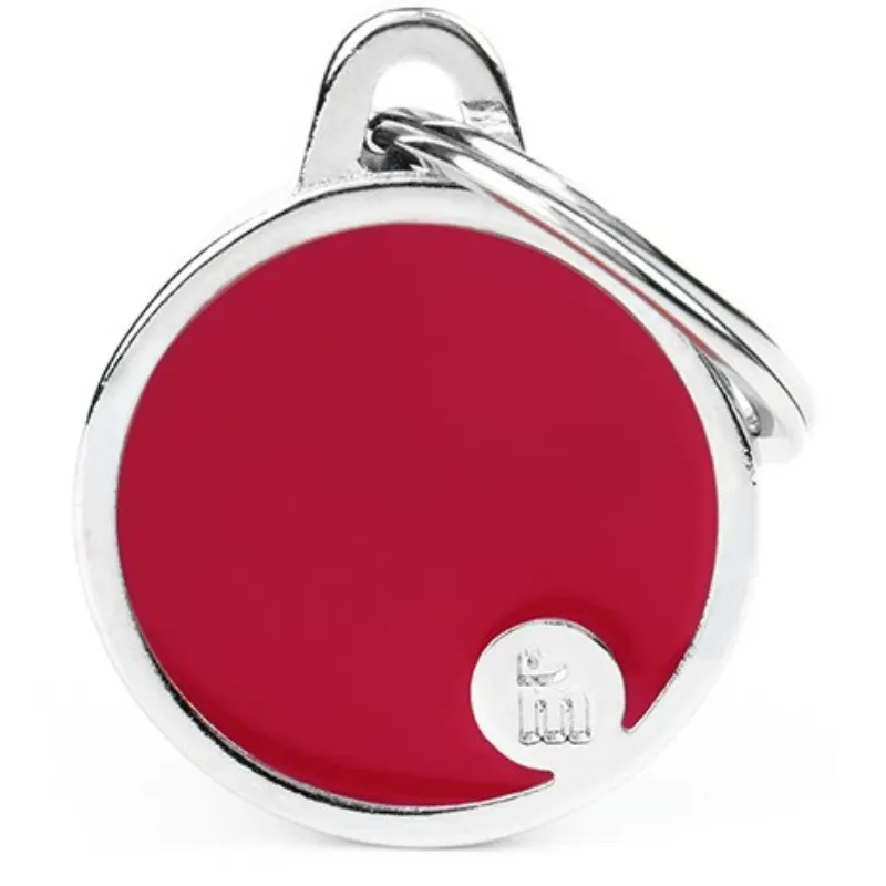 Medalha de Identificação My Family Círculo Handmade Pequeno Vermelho