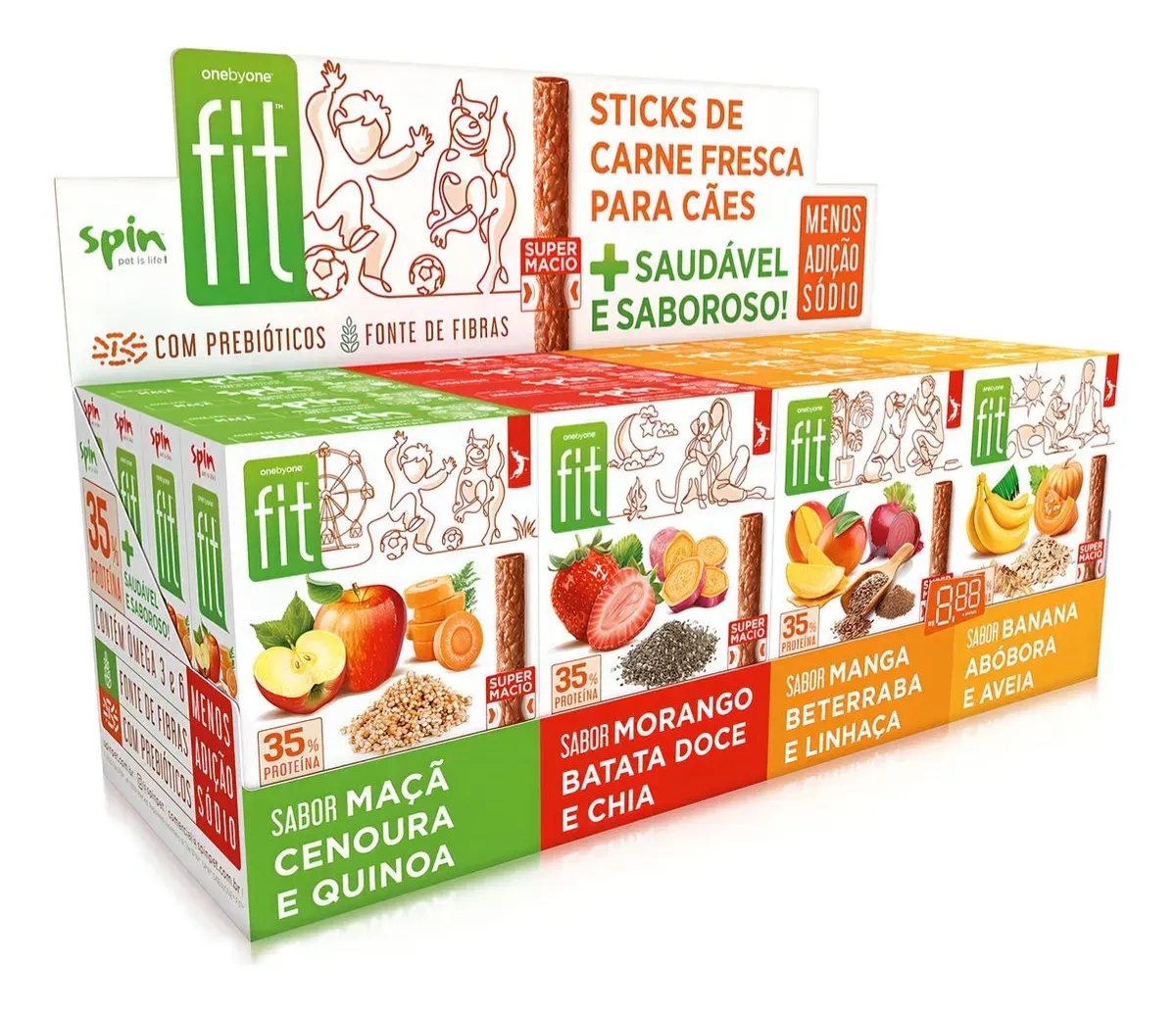 Petiscos Para Cães Stick Spin Fit Pet - 50g - Pera + Mandioca + Ervilha
