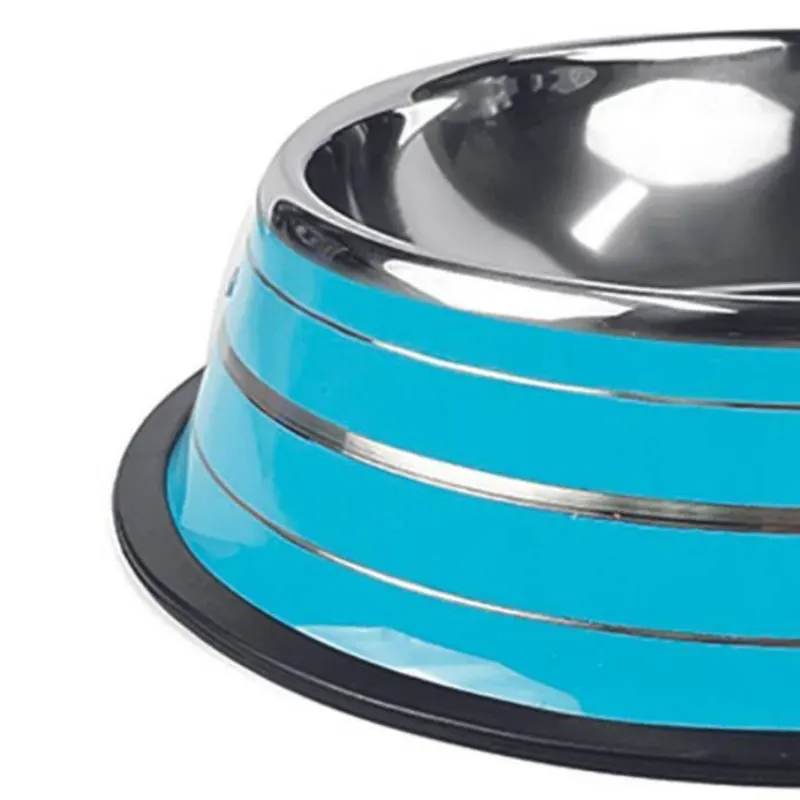 Comedouro Jambo Listrado Inox Azul