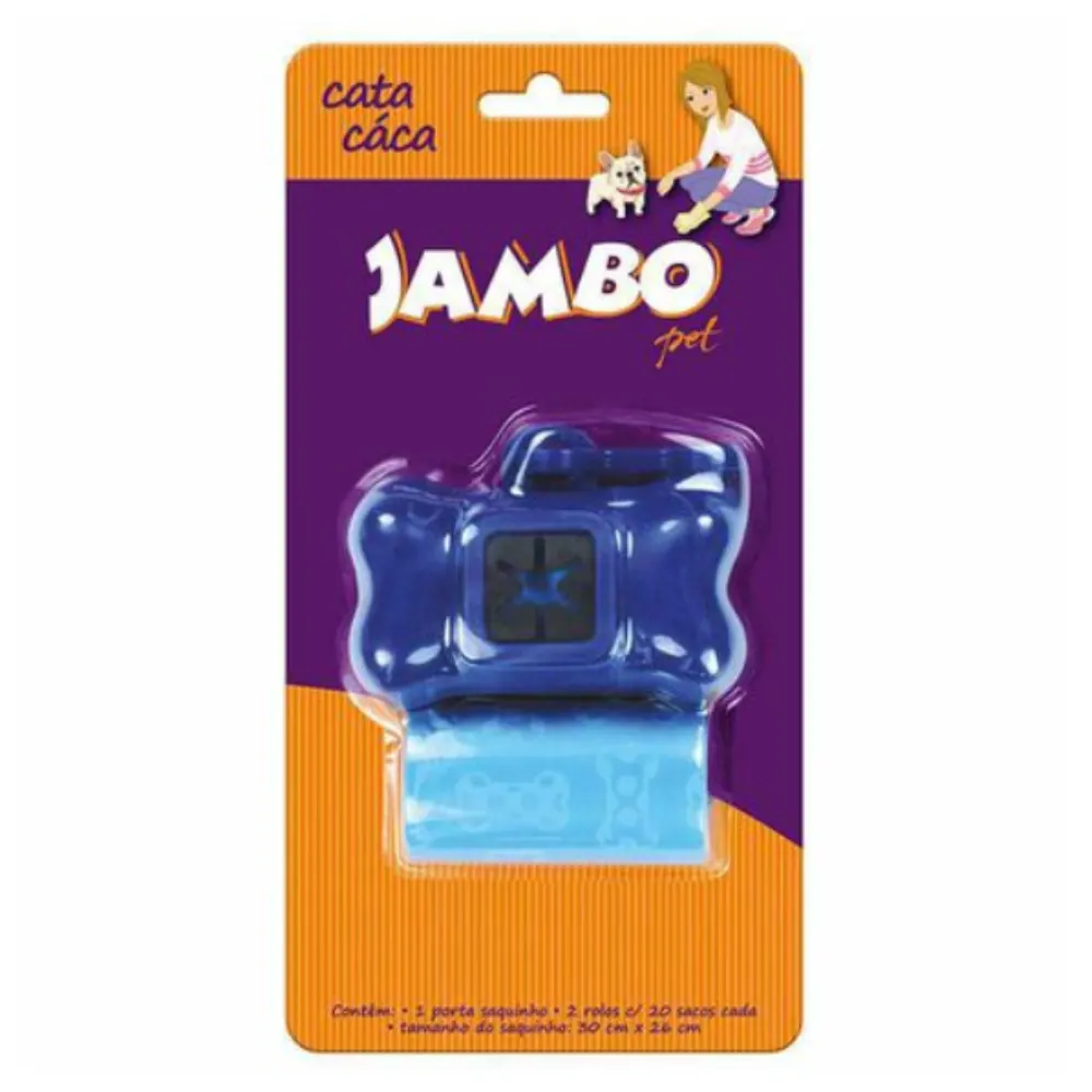 Kit Porta Saco 2 Rolos Basic Azul Jambo para Cães