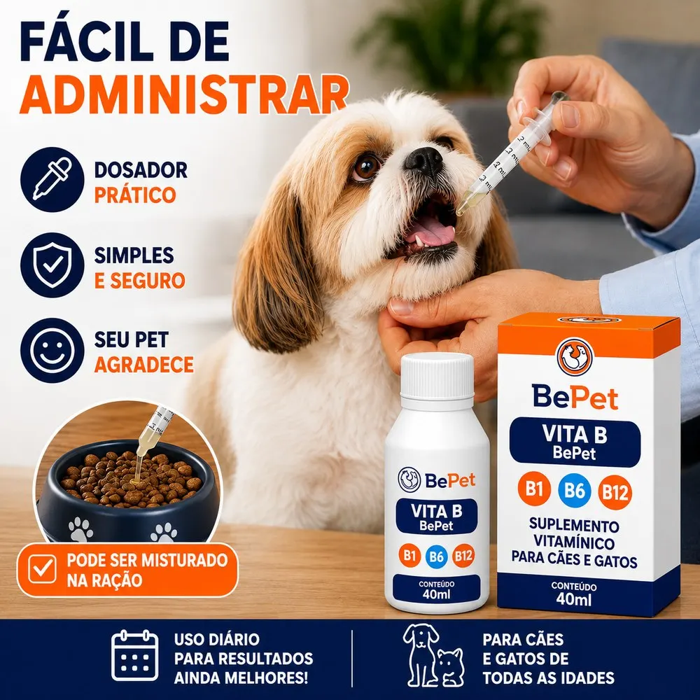 Vita B Suplemento Vitamínico - B1 B12 B6 - Bepet - 40ml
