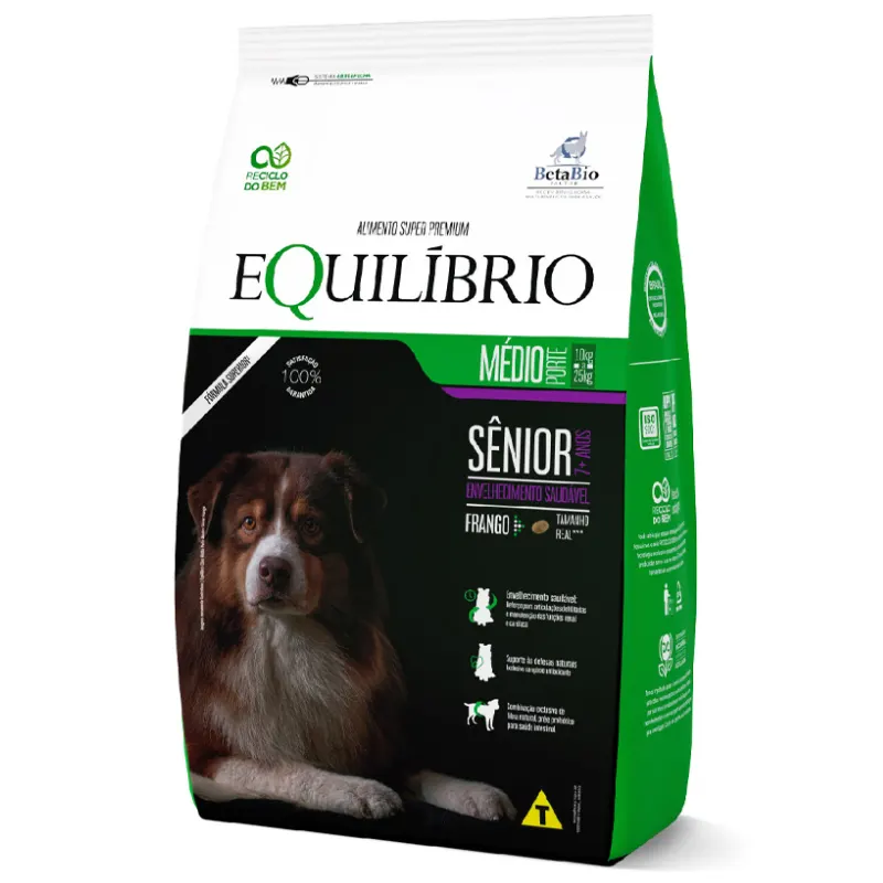 Ração Equilíbrio para Cães Sênior de Médio Porte Sabor Frango 12 Kg