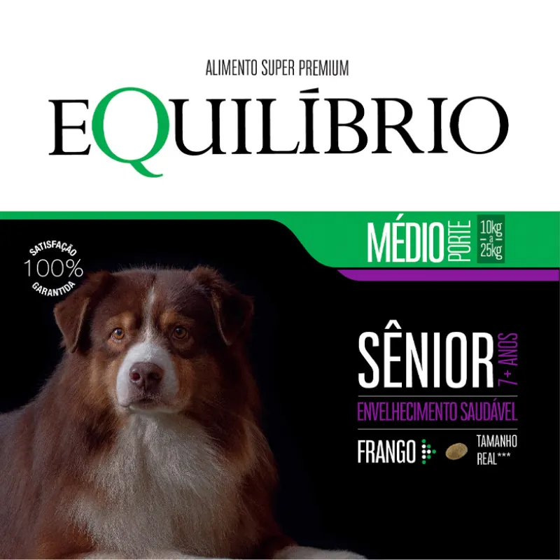 Ração Equilíbrio para Cães Sênior de Médio Porte Sabor Frango 12 Kg