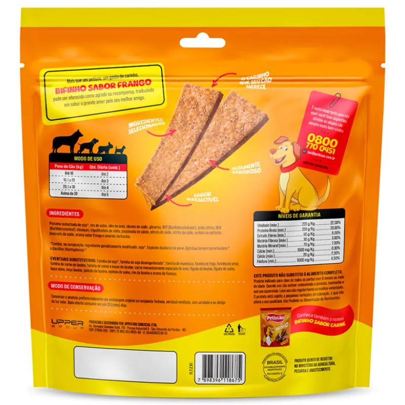 Petiscão Tablete Bifinho Mastigável Frango 250 g