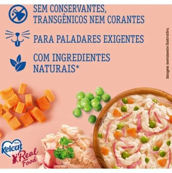 Ração Úmida Kelcat Real Food Peixe Branco com Kani 85g