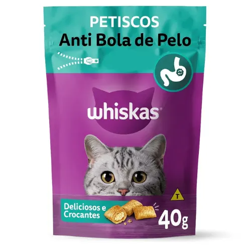Petisco Whiskas Anti Bola de Pelo Gatos Adultos 40 g