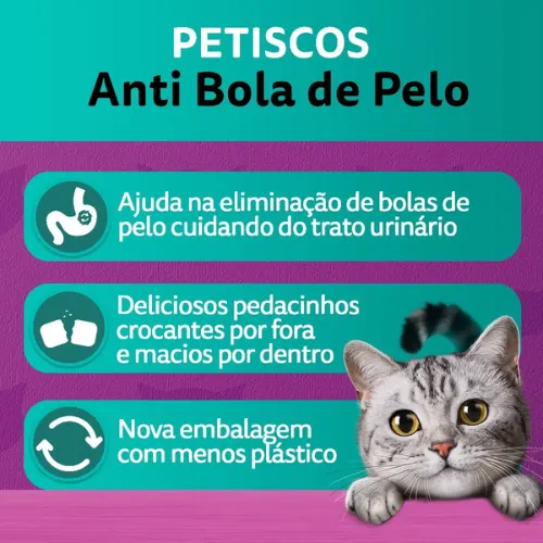 Petisco Whiskas Anti Bola de Pelo Gatos Adultos 40 g