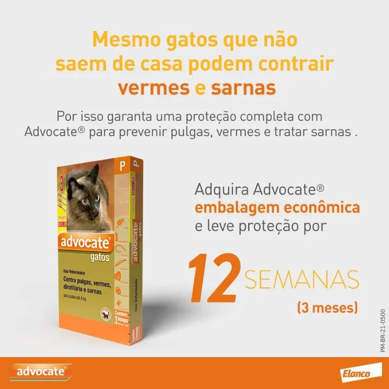 Advocate para  Gatos de até 4 Kg Com 1 Unidade
