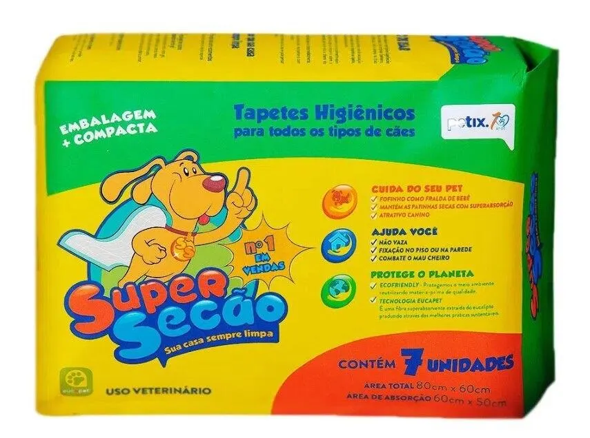 Tapete Higiênico Super Secão Petix 80x60 - 7 unidades