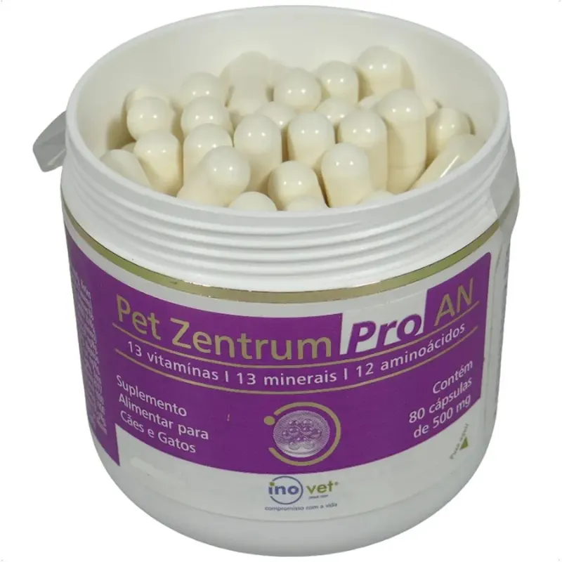 Pet Zentrum AN com 80 Cápsulas de 500 mg para Cães e Gatos Inovet