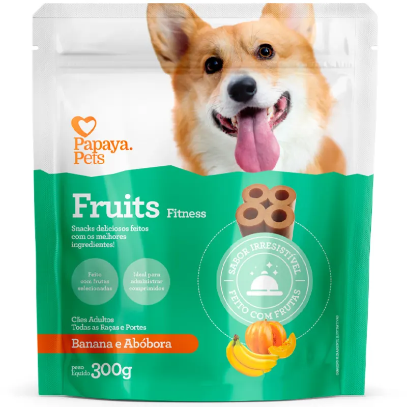 Snack Papaya Pets Fruits Fitness para Cães Adultos Sabor Banana e Abóbora 300 g