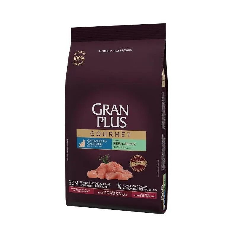 Ração GranPlus Gato Gourmet Adt Castr Peru/Arroz 10x1,01kg