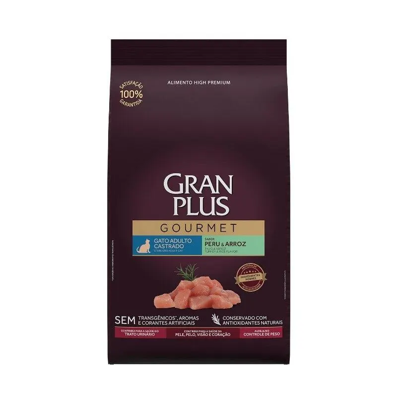 Ração GranPlus Gato Gourmet Adt Castr Peru/Arroz 10x1,01kg