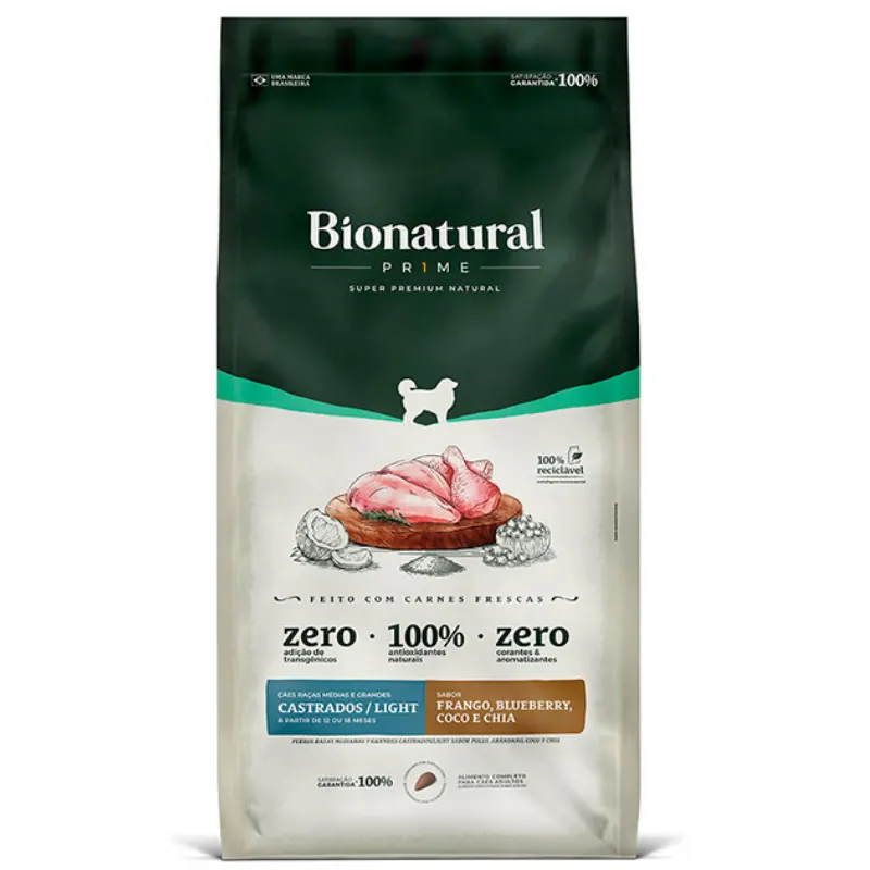 Ração Bionatural Prime para Cães Cadastrados de Raças Médias e Grandes Sabor Frango 15 kg