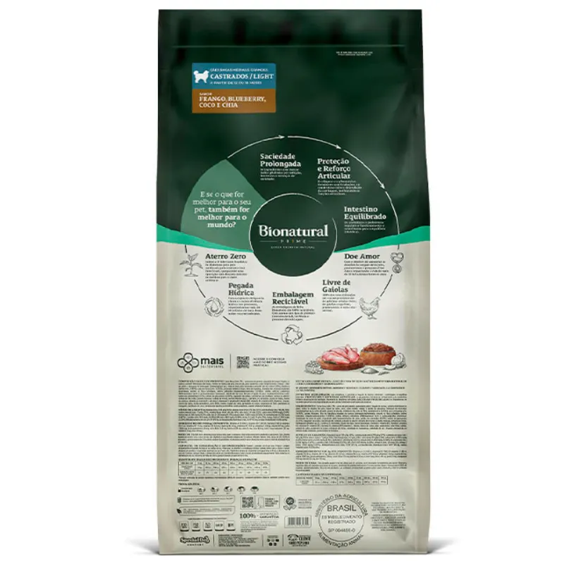 Ração Bionatural Prime para Cães Cadastrados de Raças Médias e Grandes Sabor Frango 15 kg