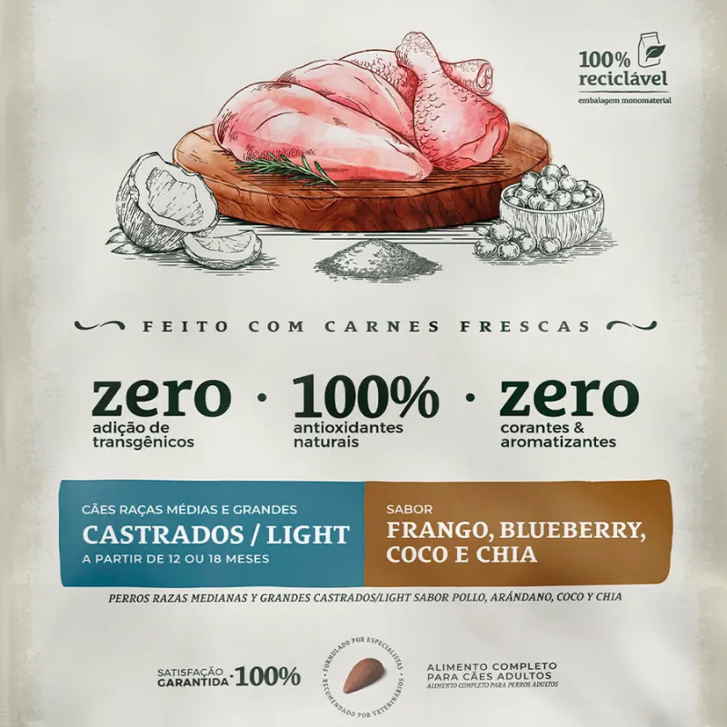 Ração Bionatural Prime para Cães Cadastrados de Raças Médias e Grandes Sabor Frango 15 kg