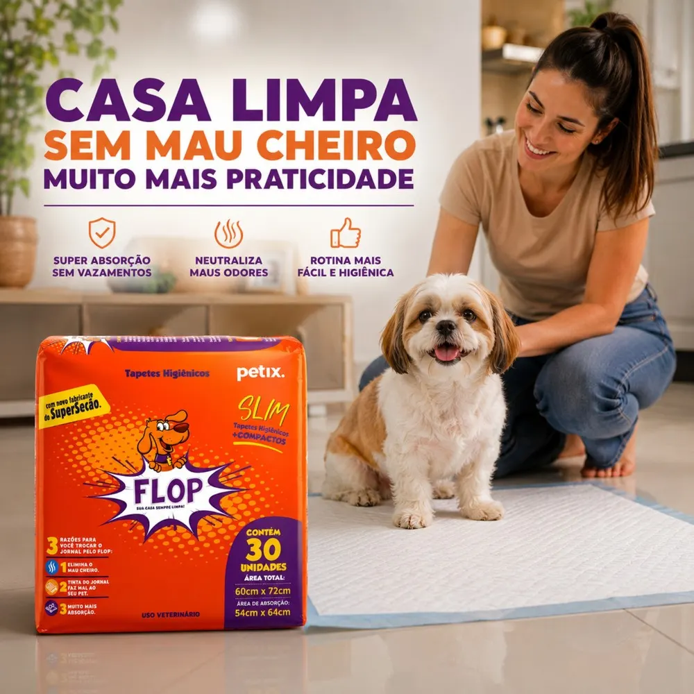 Tapete Higiênico Flop Petix com 30 unidades