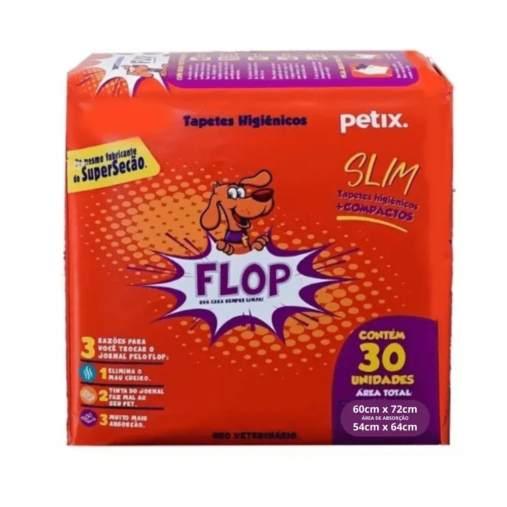 Tapete Higiênico Flop Petix com 30 unidades