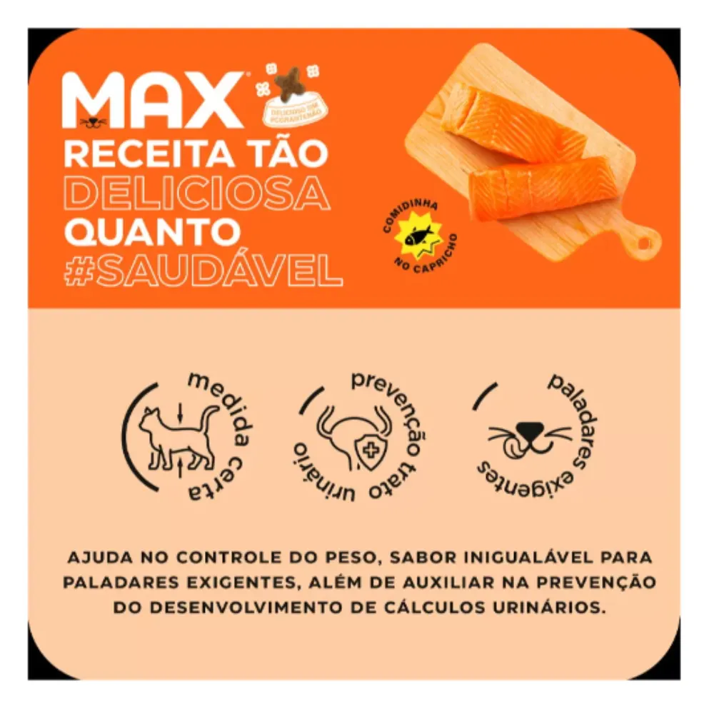 Ração Max para Gatos Adultos Castrados Sabor Salmão