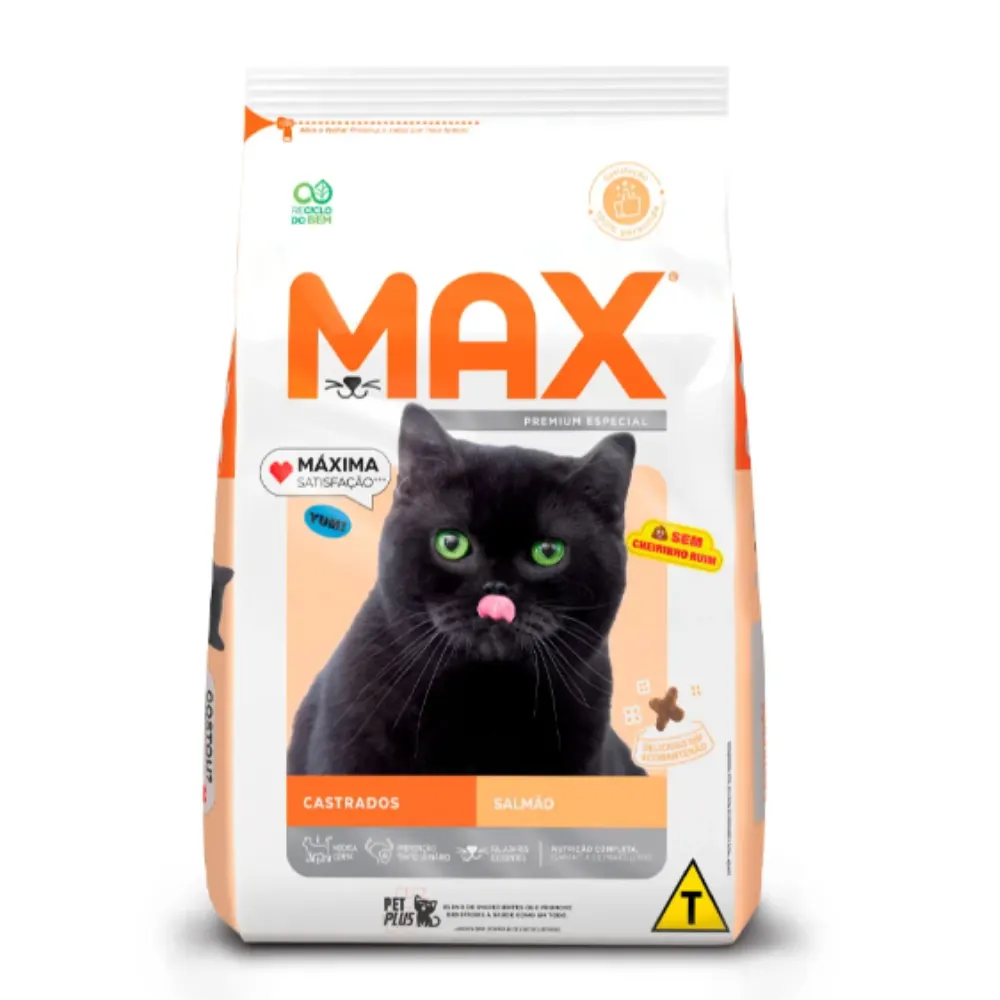Ração Max para Gatos Adultos Castrados Sabor Salmão