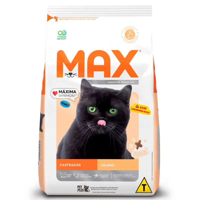 Ração Max para Gatos Adultos Castrados Sabor Salmão