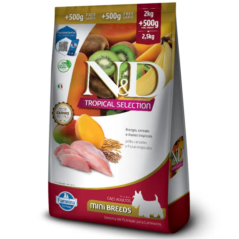 Ração N&D Tropical Selection Cães Adultos Mini Frango 2+05 Kg