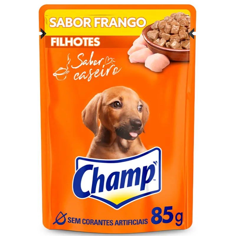 Ração Úmida Champ para Cães Filhotes Sabor Caseiro Frango 85 g