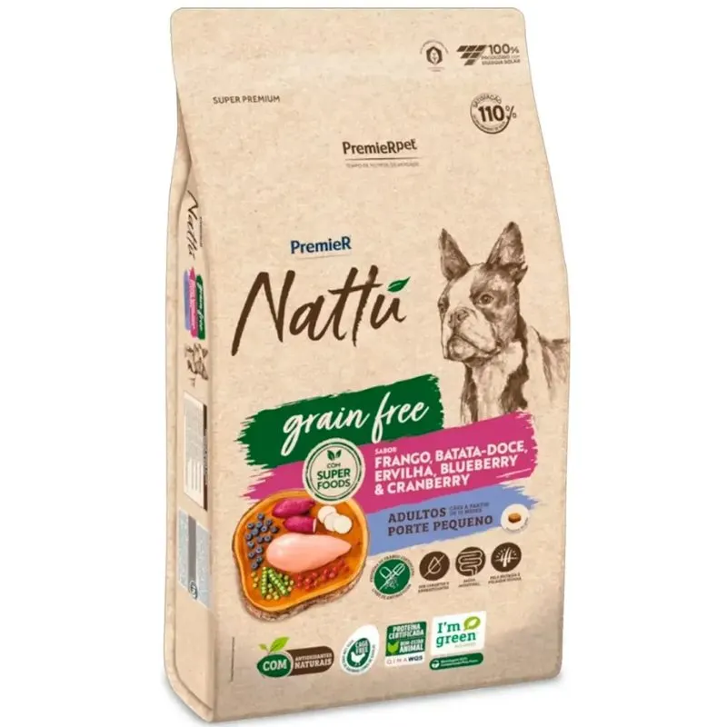 Ração Premier Nattu para Cães Adultos Raças Pequenas Grain Free 2,5 Kg
