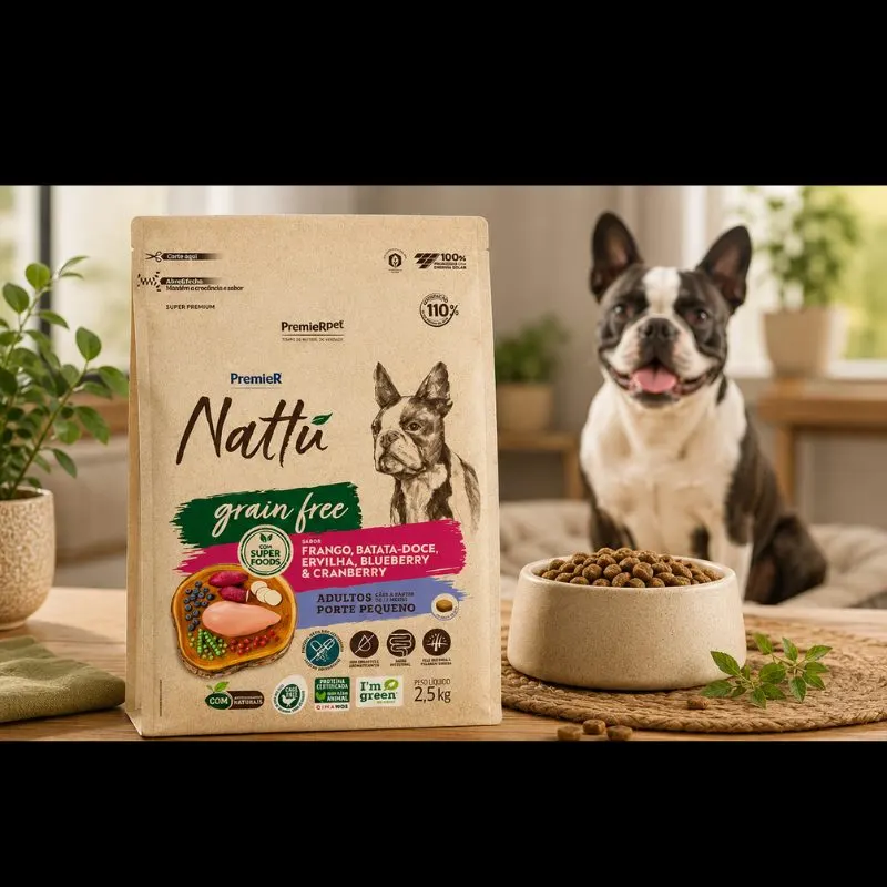 Ração Premier Nattu para Cães Adultos Raças Pequenas Grain Free 2,5 Kg