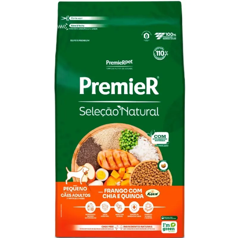 Ração Premier Seleção Natural Cães Adultos Raças Pequenas Chia e Quinoa