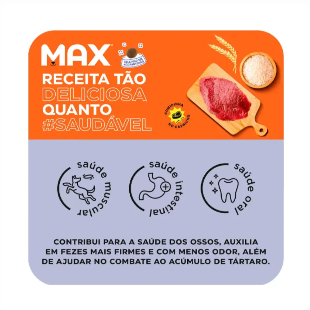 Ração Max Cães Adultos Porte Médio Grande Carne Arroz 20 Kg