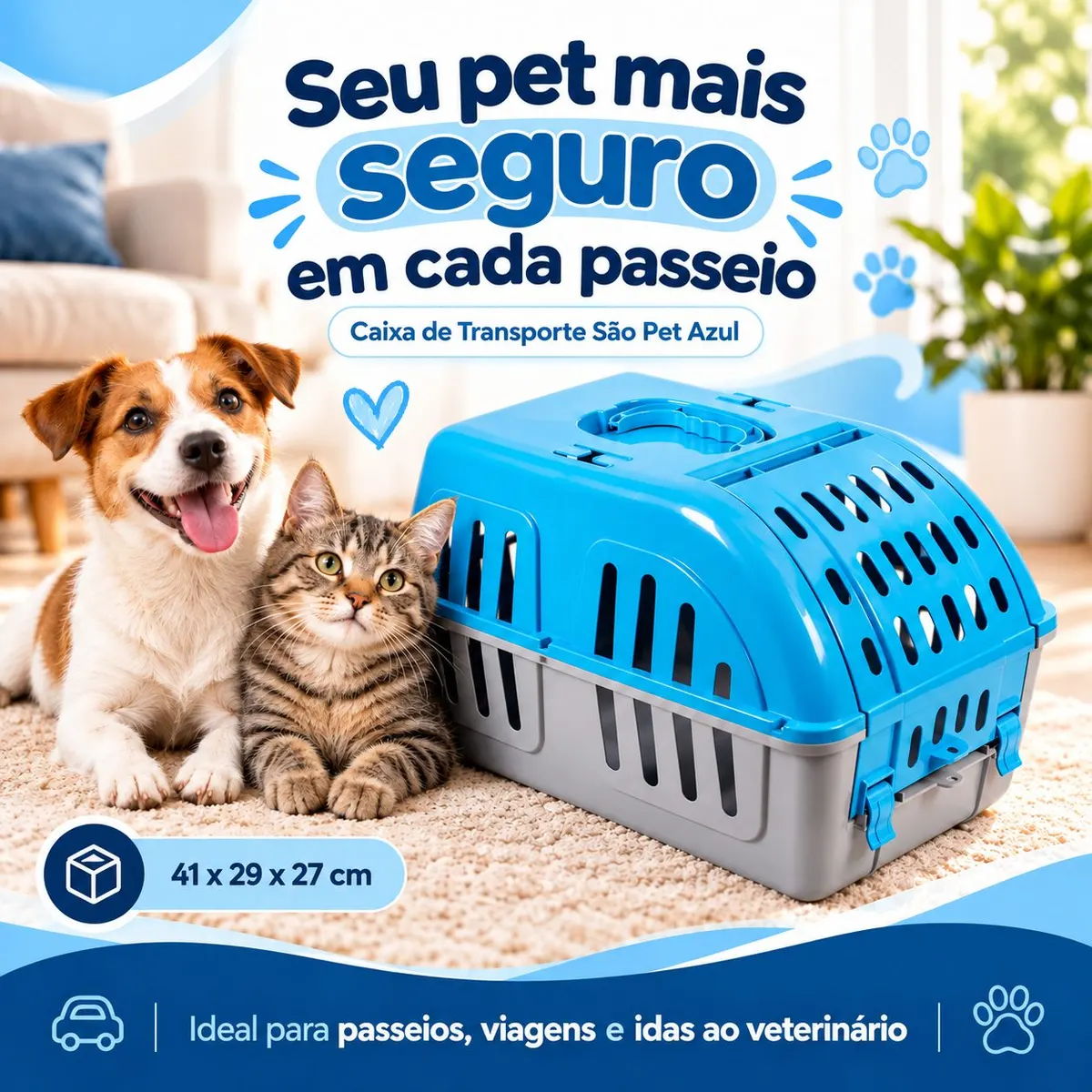 Caixa de Transporte São Pet Cor Azul