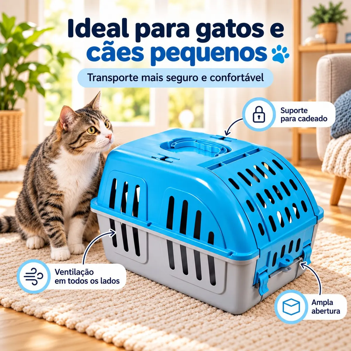 Caixa de Transporte São Pet Cor Azul