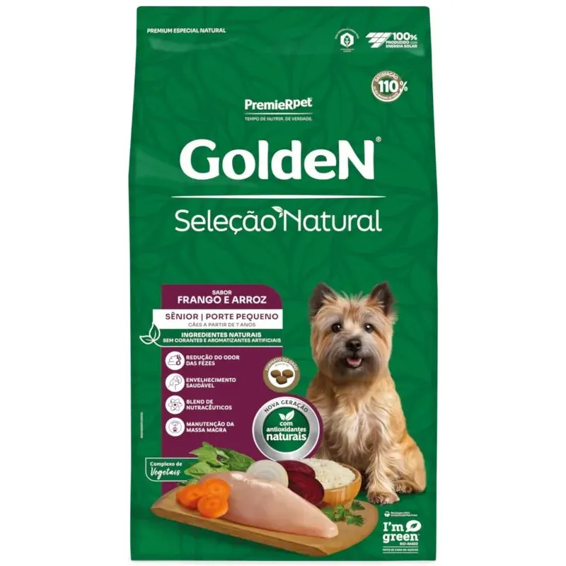 Ração Golden Seleção Natural para Cães Sênior de Porte Pequeno Sabor Frango e Arroz 3 Kg