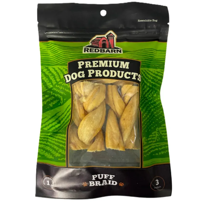 Osso Redbarn Puff Braid para Cães 3 Unidades